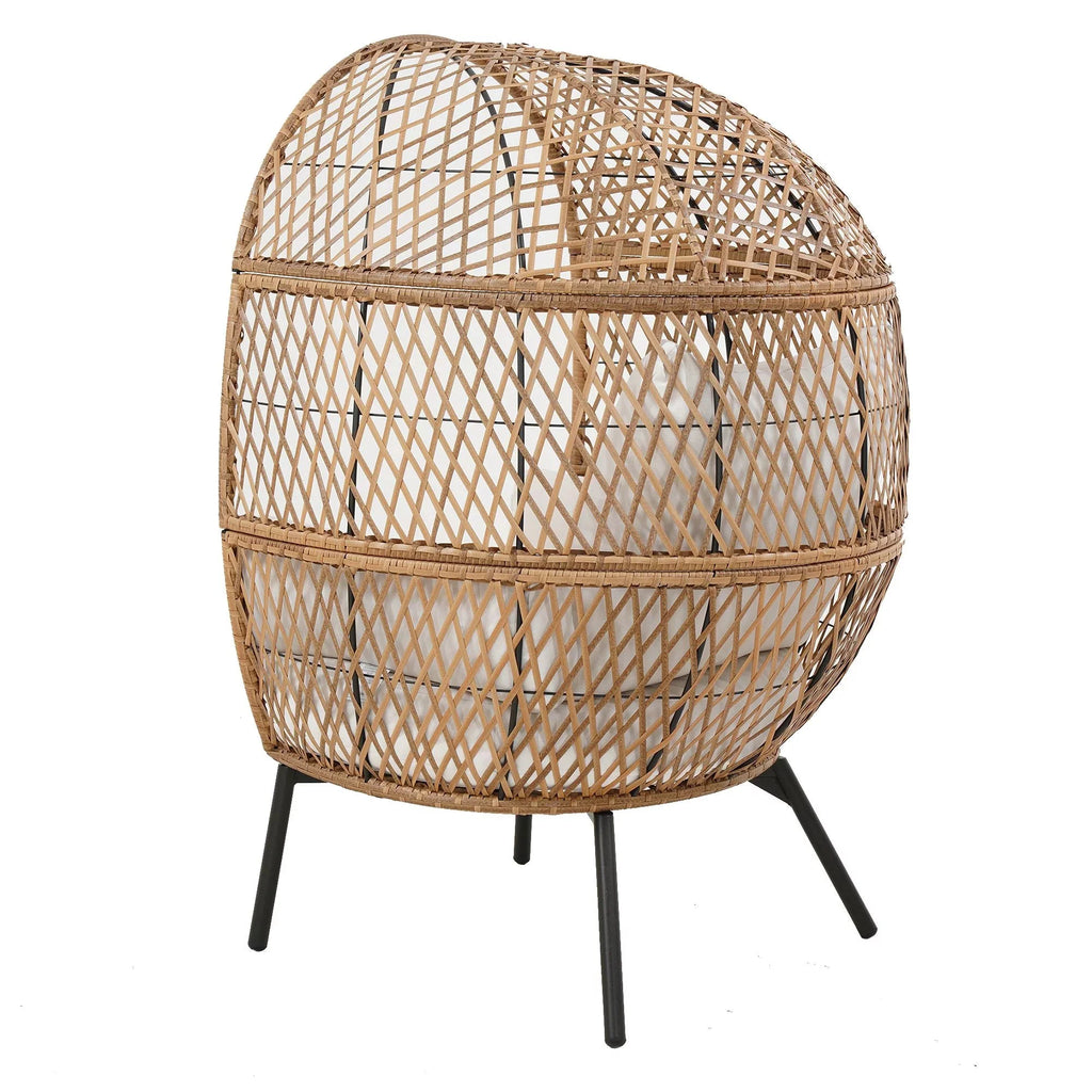 Better Homes and Gardens Ventura Boho Stationary Wicker Egg Chair， Off-White