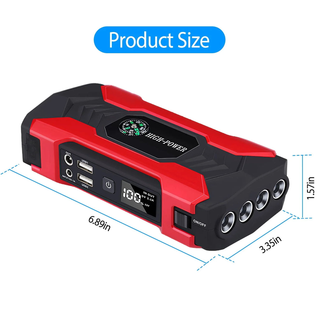 iNova Car Jump Starter Booster 800A Peak 28000mAh 12V Battery Charger (Up to 6.0L Gas or 3.0L Diesel Engine) with LCD Screen 4 Modes LED Flashlight