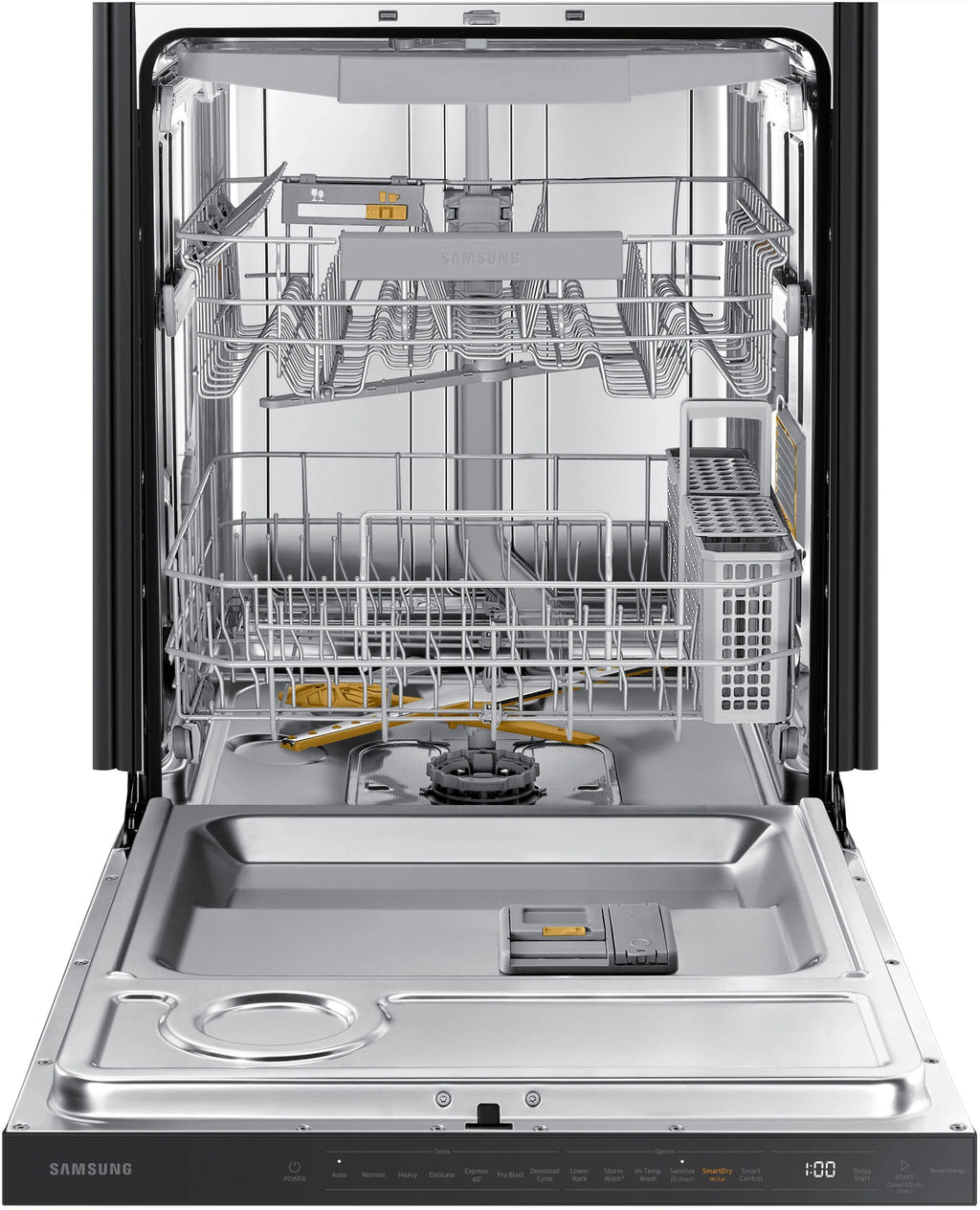 Samsung - Smart 42dBA Dishwasher with StormWash+ and Smart Dry - Black stainless steel