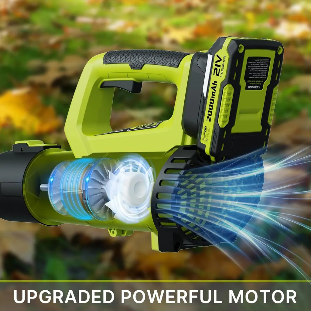 Leaf Blower, 21V Electric Cordless Blower, 2 X 2.0Ah Batteries and Charger Included, Lightweight Leaf Blower for Patio Cleaning, Lawn Care, Blowing Leaves and Dust, etc.