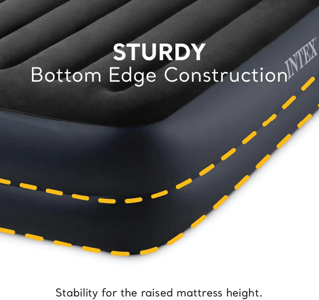 Intex Raised Airbed Mattress with Built-in Pump, Dura-Beam Plus Pillow, Twin - Portable Inflatable Luxury Blow-Up Bed for Adults, Camping, Guests