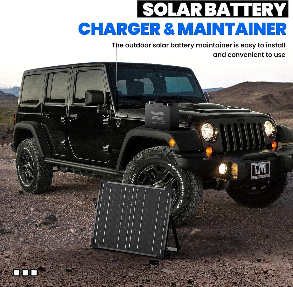 POWOXI 20W Solar Battery Charger 12V Solar Panel Trickle Maintainer +Upgraded 8A MPPT Controller+Adjustable Rack with Corner Protector for Car RV Boat