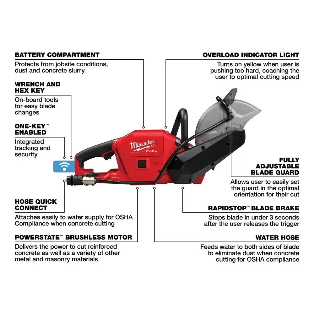 Milwaukee 2786-20 M18 FUEL 18V 9 Inch Cut-Off Saw w/ ONE-KEY - Bare Tool