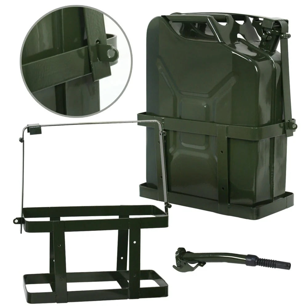 ZENSTYLE 5 Gal 20L Army Jerry Can Gas Fuel Tank Portable with Holder & Spout - Set of Four