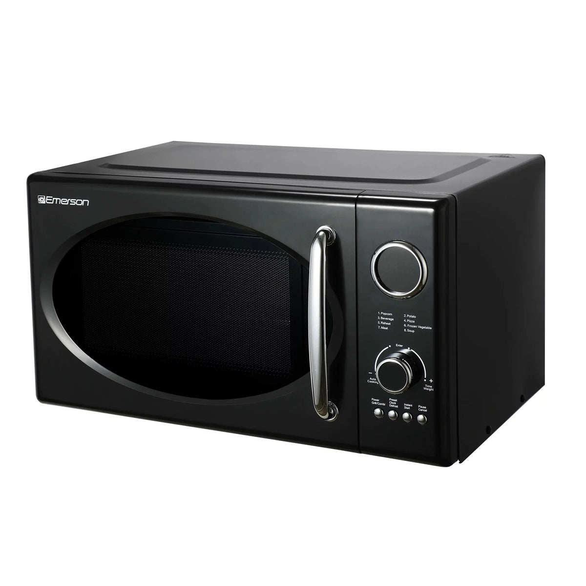 Emerson 0.9 Cu Ft, 800W Retro Black Microwave Oven with Grill, MWRG0901BK