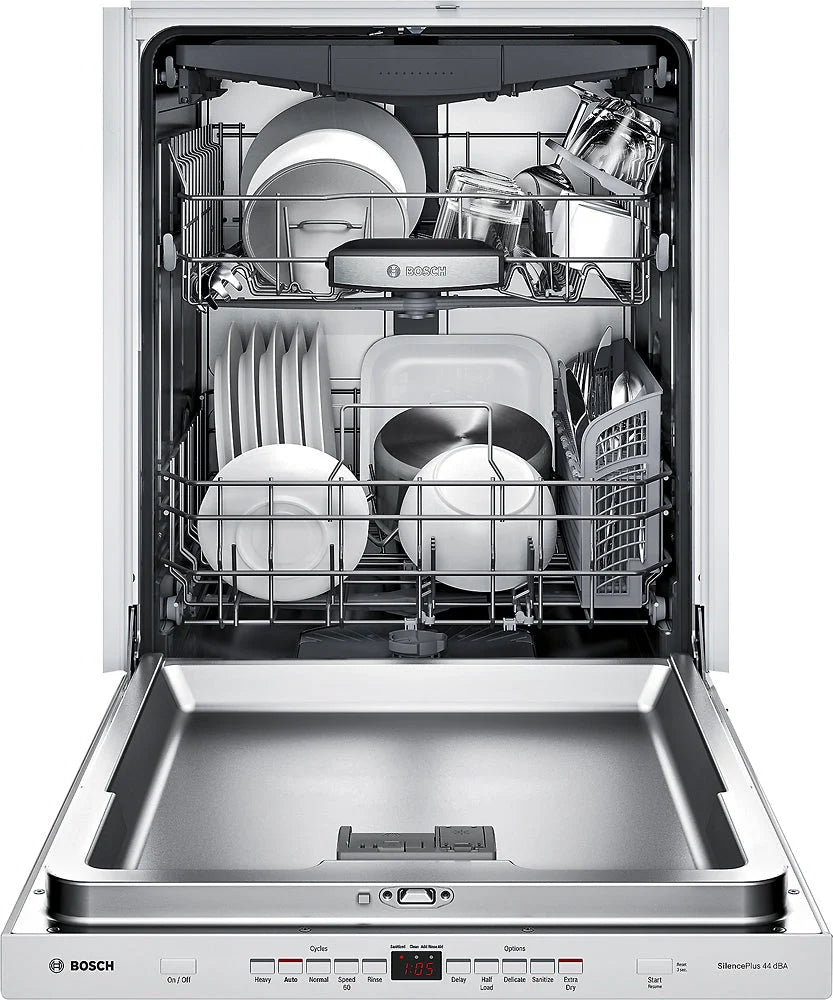 Bosch - 500 Series 24 Pocket Handle Dishwasher with Stainless Steel Tub - White