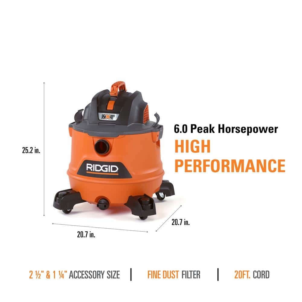 14 Gallon 6.0 Peak HP NXT Wet/Dry Shop Vacuum with Fine Dust Filter, Hose, Accessories and Premium Car Cleaning Kit HD1401