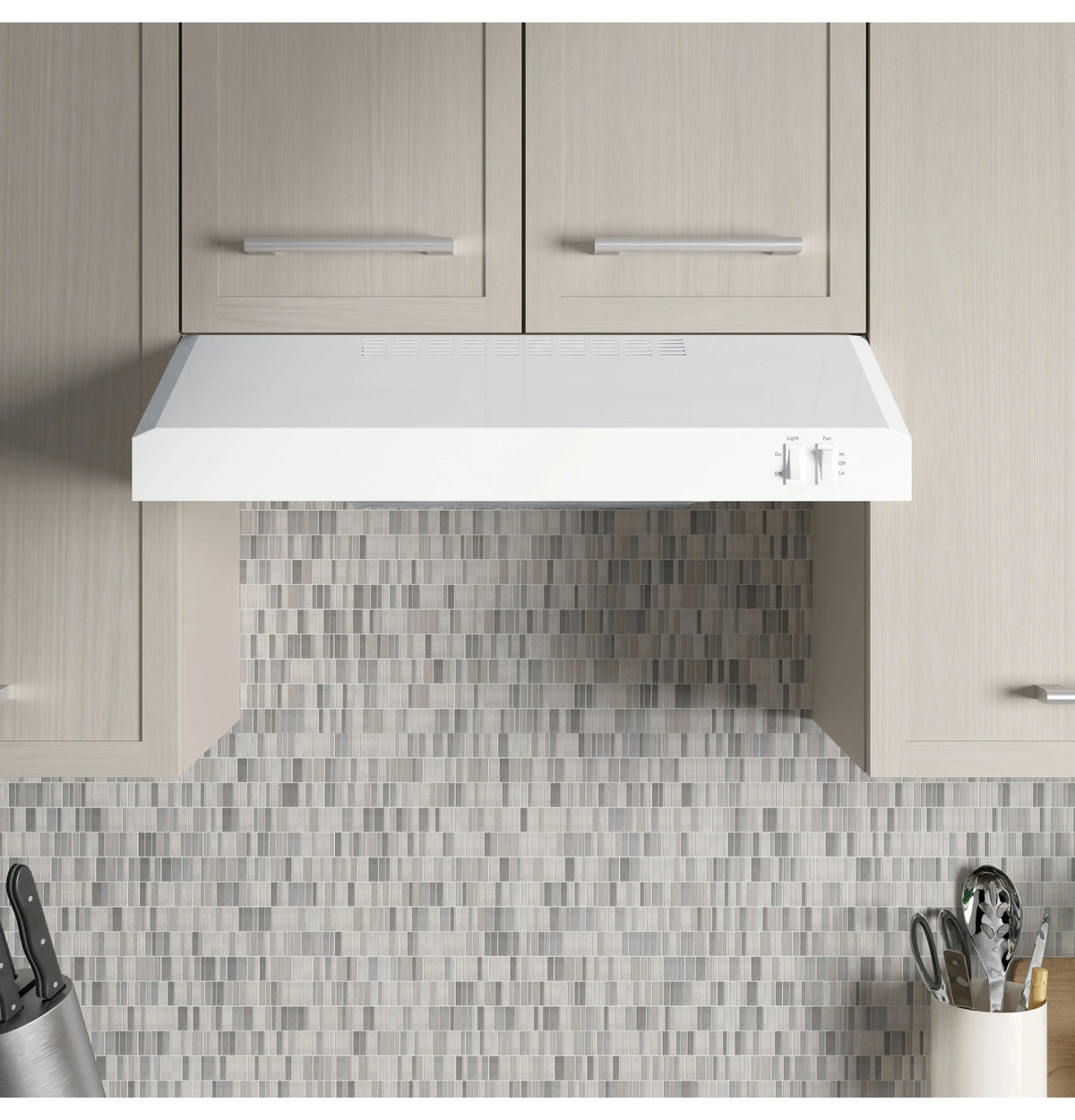 GE - 24 Convertible Range Hood - White on white