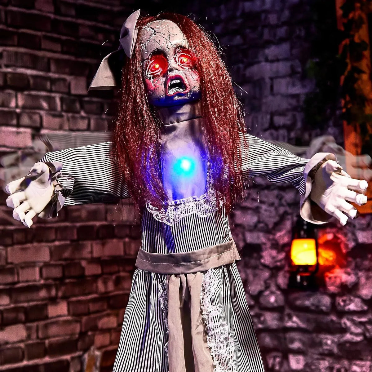 Halloween Animatronics 4Ft Creepy Doll Decoration - 48Inch Animated Scary Talkin