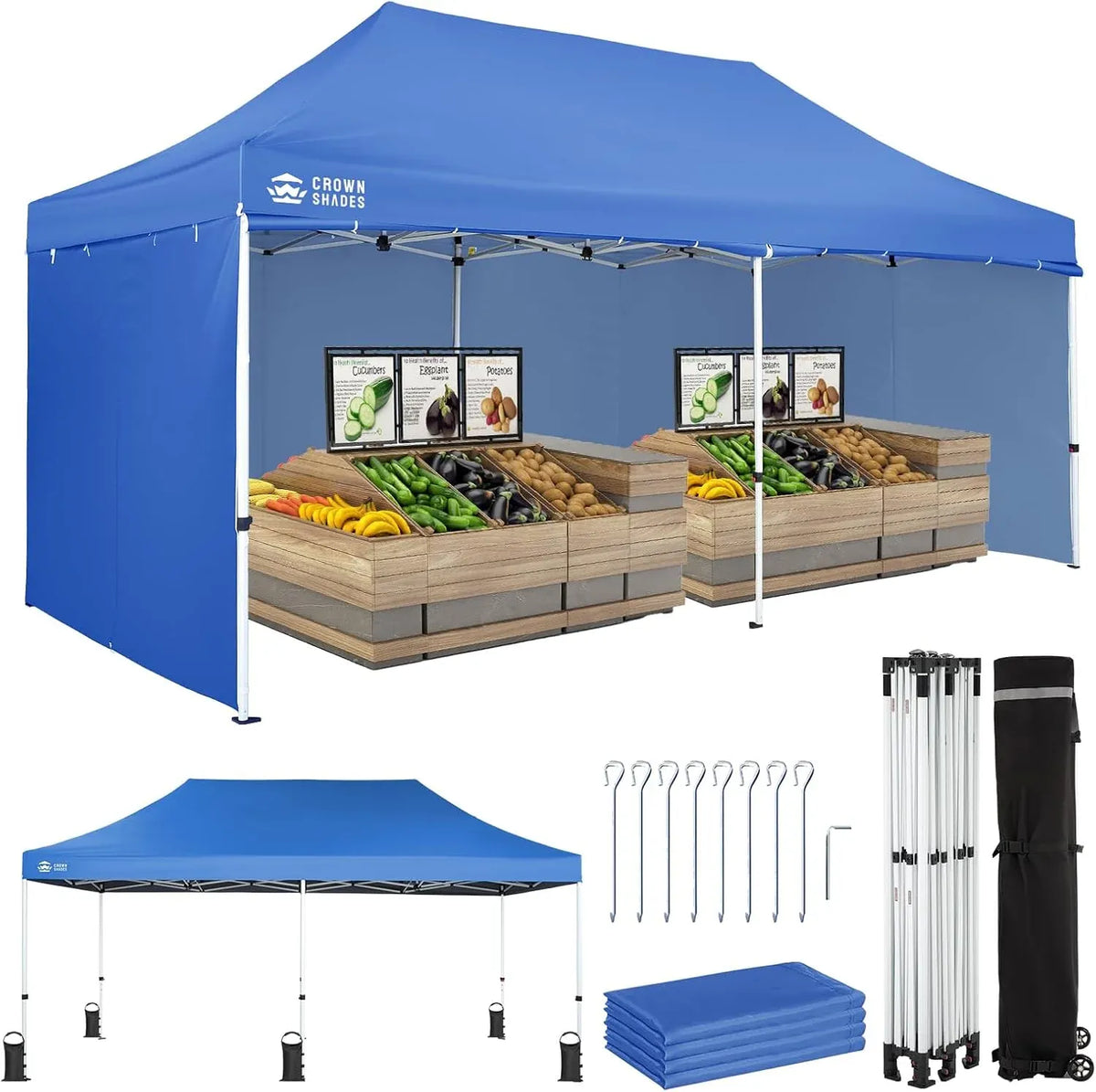 10X10 Comercial Instant Canopy Pop Up Tent with Center Lock (10x10 with 4 Sidewalls, Black)