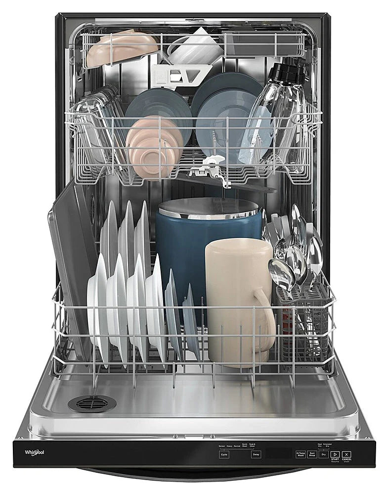Whirlpool - 24 Top Control Built-In Dishwasher with Stainless Steel Tub, Large Capacity & 3rd Rack, 47 dBA - Black stainless steel