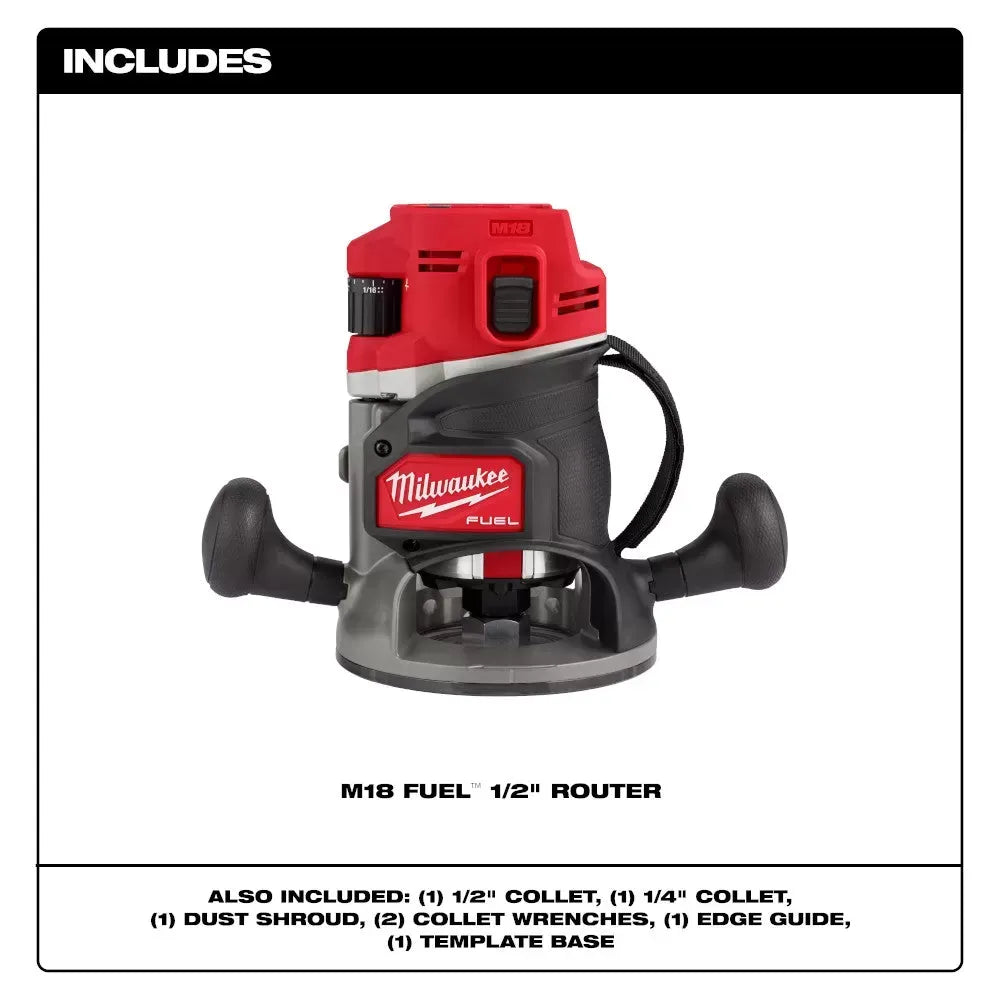 Milwaukee 2838-20 M18 FUEL 18V 1/2 Cordless Lithium-Ion Router - Bare Tool