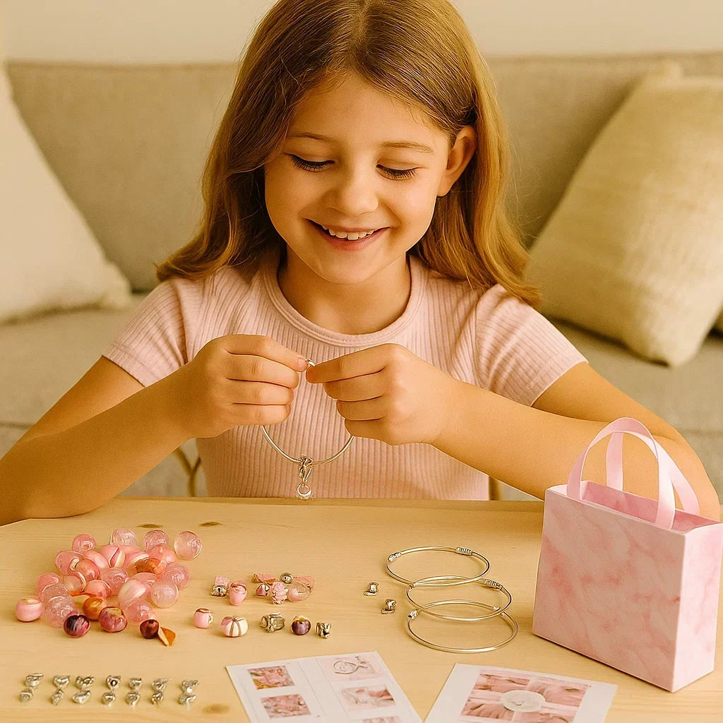 Bead Jewelry Making Set with Threading Strings and Metal Clasps