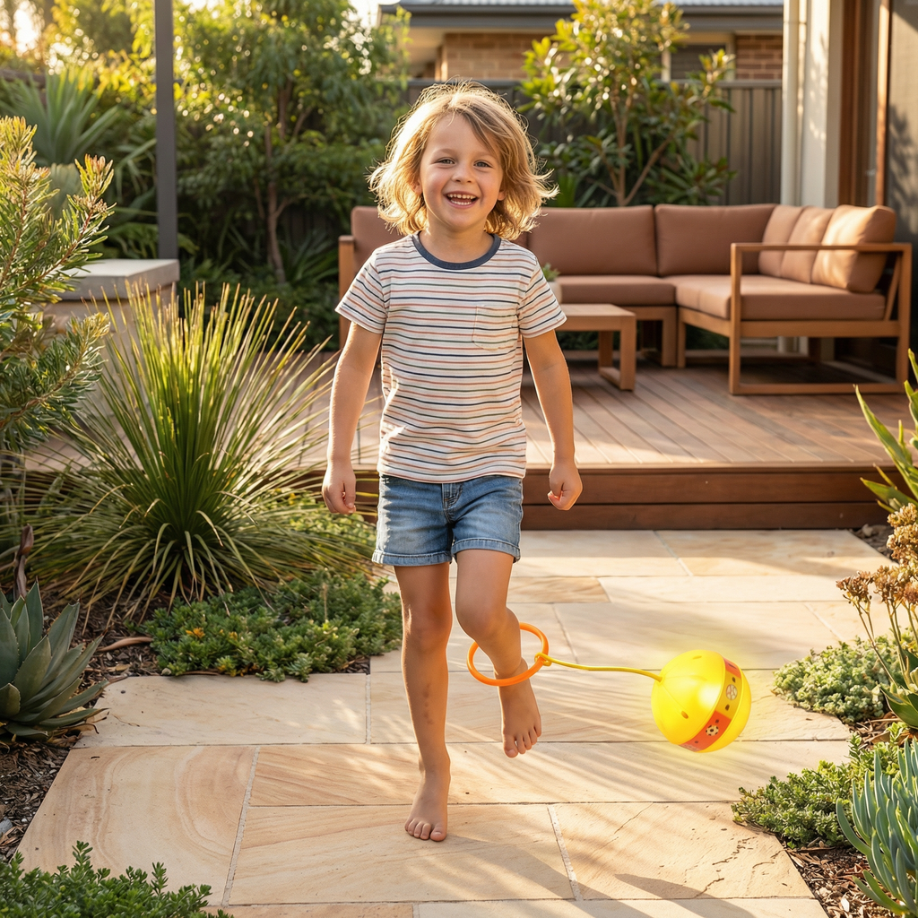 Ankle Bounce Ball with LED Lights and Adjustable Loop for Kids