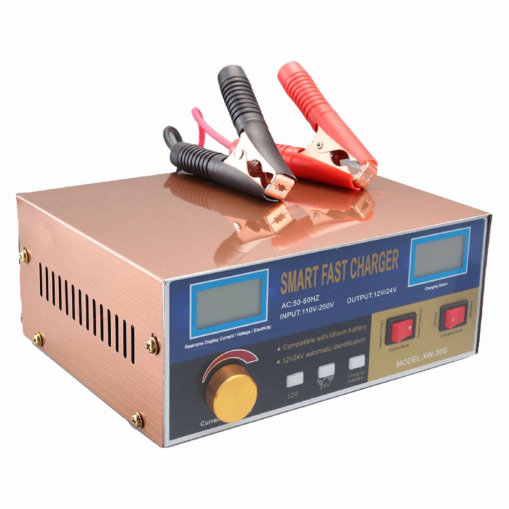 XWQ Battery Charger Pulse Repair High Power Antiflaming 400W 12V 24V Storage Battery Maintainer for Car