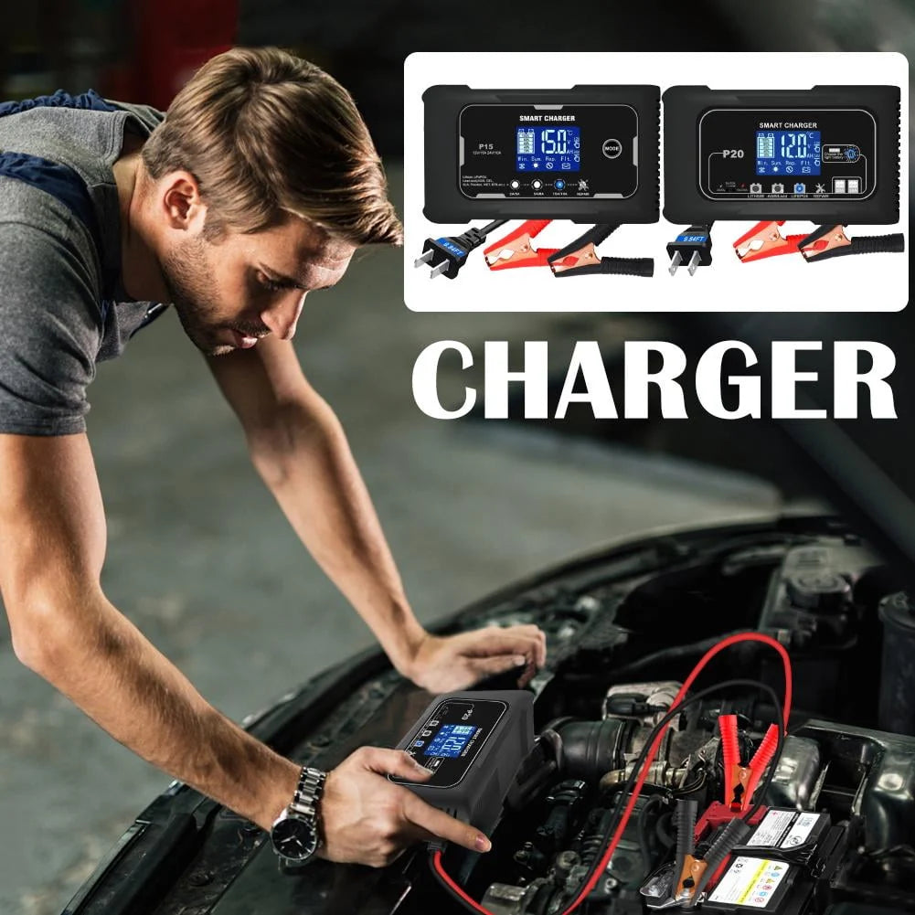 20A Car Motor Battery Charger Automatic Pulse Repair for AGM Lithium Lead-A H4V3