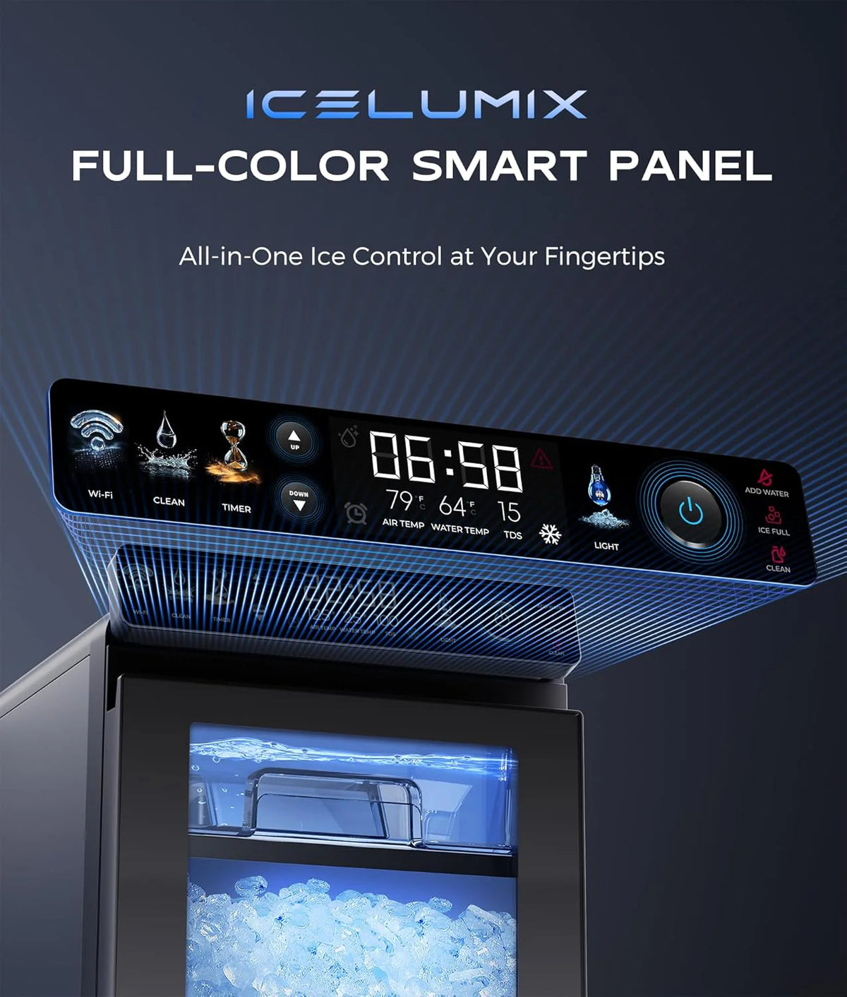 Smart Countertop Pebble Ice Maker, 44 Lb./24H, Self-Cleaning