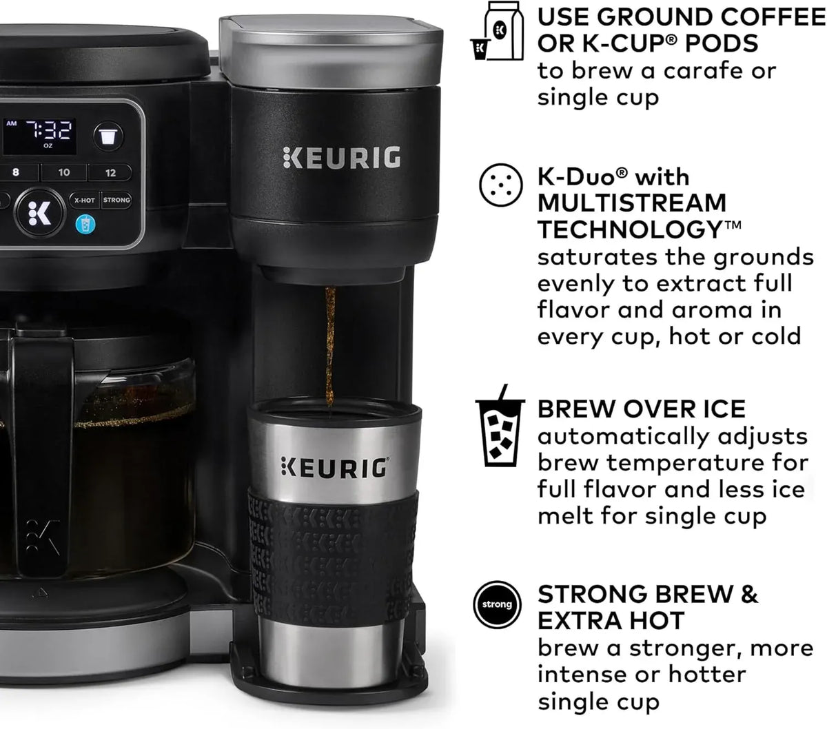 Keurig K-Duo Hot & Iced Single Serve & Carafe Coffee Maker, MultiStream Technology, 72oz Reservoir (Gen 2)