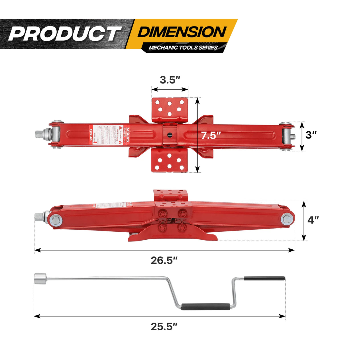 Magshion Set of 4 Heavy Duty Scissor Jack, 2.5 Ton 5000lbs Car Jack Tire Repair Tools Kit, RV Trailer Stabilizer Leveling Scissor Jacks with Handle, Red