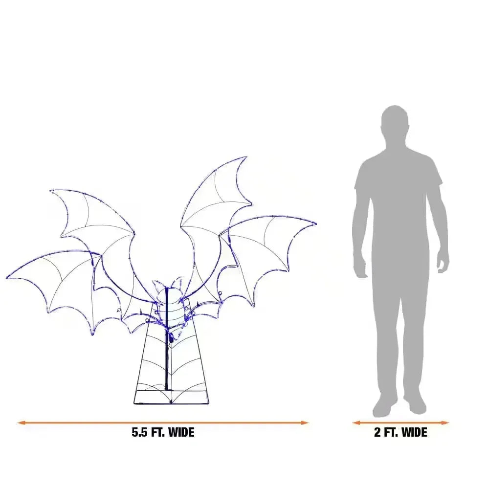 5.5 Ft Halloween Classics LED Bat Silhouette Yard Decor Outdoor Halloween Prop