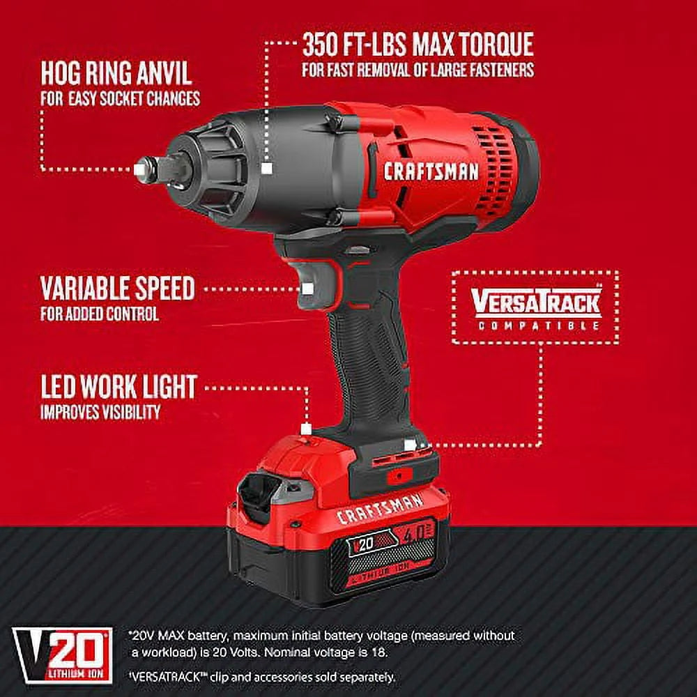 CRAFTSMAN V20 Impact Wrench Cordless Kit (CMCF900M1)