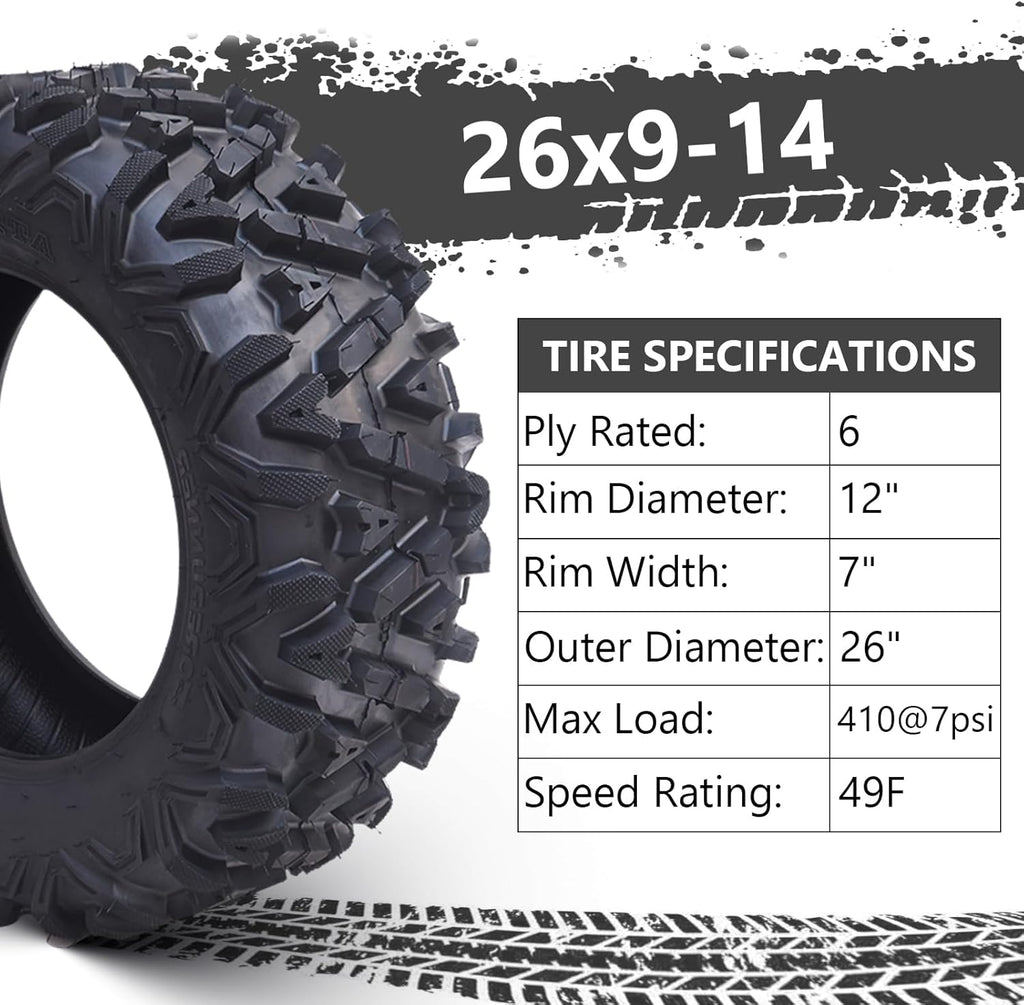 26x12-12 All-Terrain ATV/UTV Tires, Set of 2