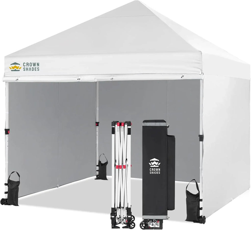 10X10 Comercial Instant Canopy Pop Up Tent with Center Lock (10x10 with 4 Sidewalls, Black)