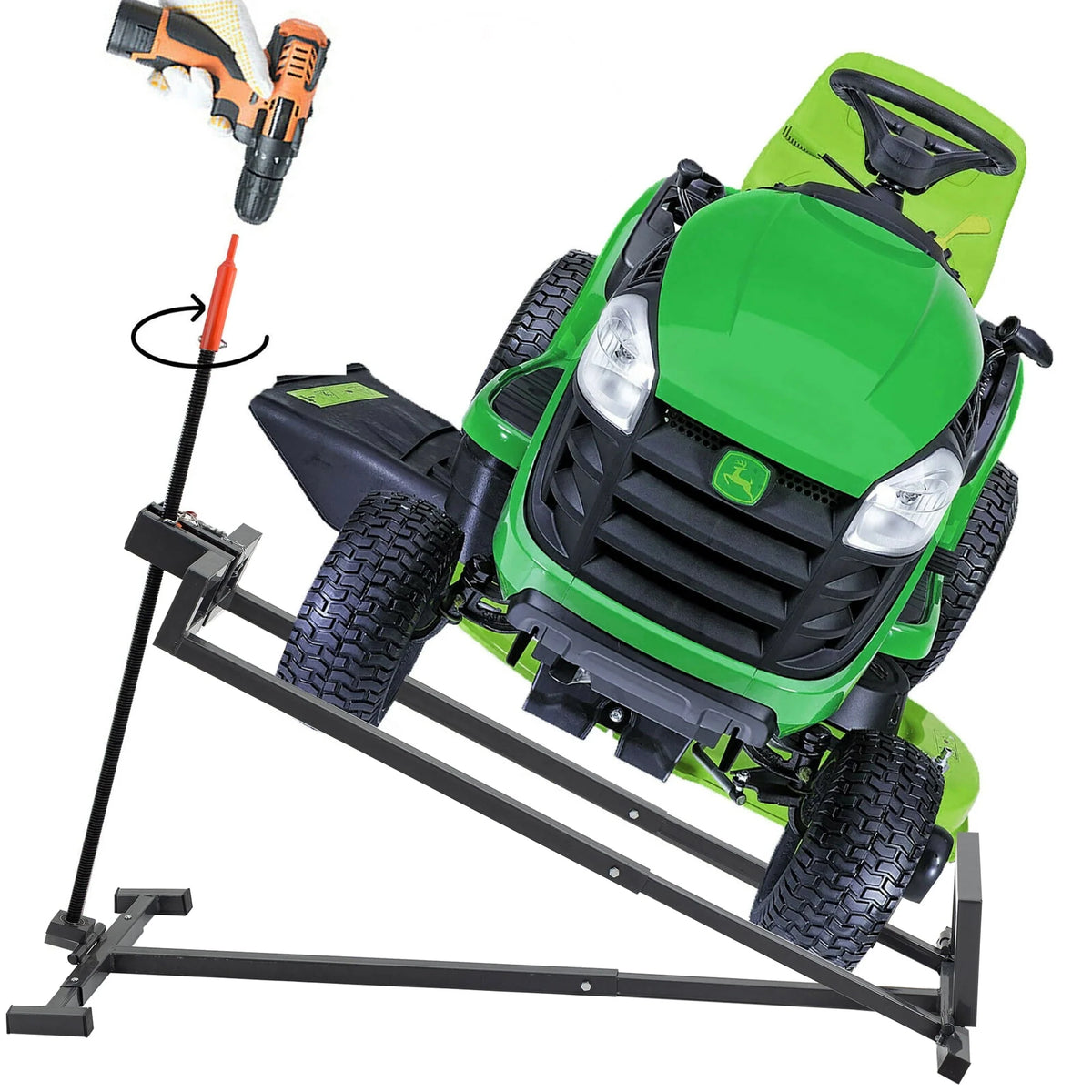 WIILAYOK Lawn Mower Lift Jack with Manual Handle & Power Tool,Riding Telescopic Lift with 882 Lbs Weight Capacity for Garden Tractors Lawn Mowers