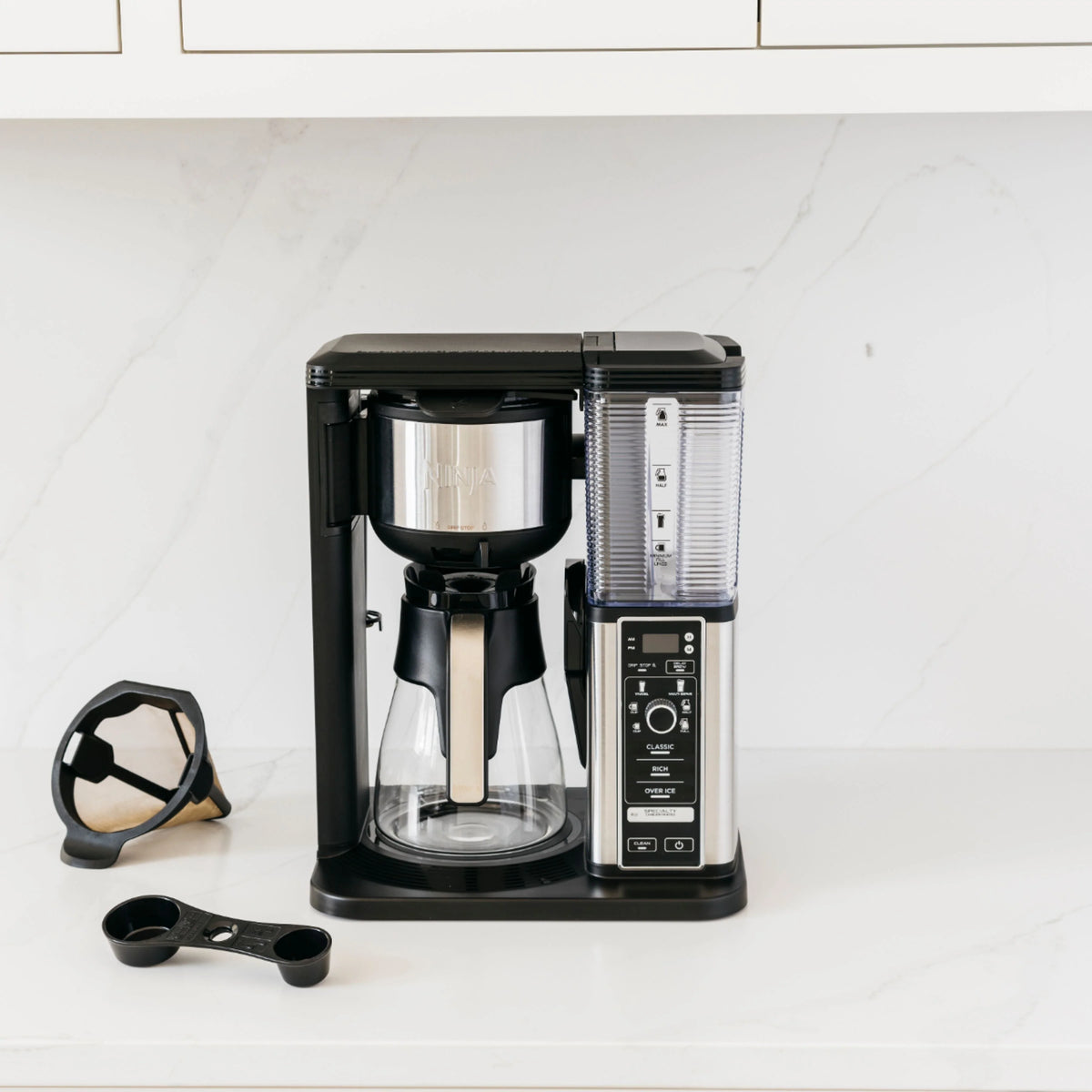 Ninja CM401 - 10-Cup Specialty Coffee Maker with Fold-Away Frother and Glass Carafe CM401 - Black/Stainless Steel
