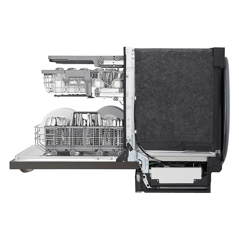 LG - 24 Top Control Smart Built-In Stainless Steel Tub Dishwasher with 3rd Rack, QuadWash and 46dba - Black stainless steel