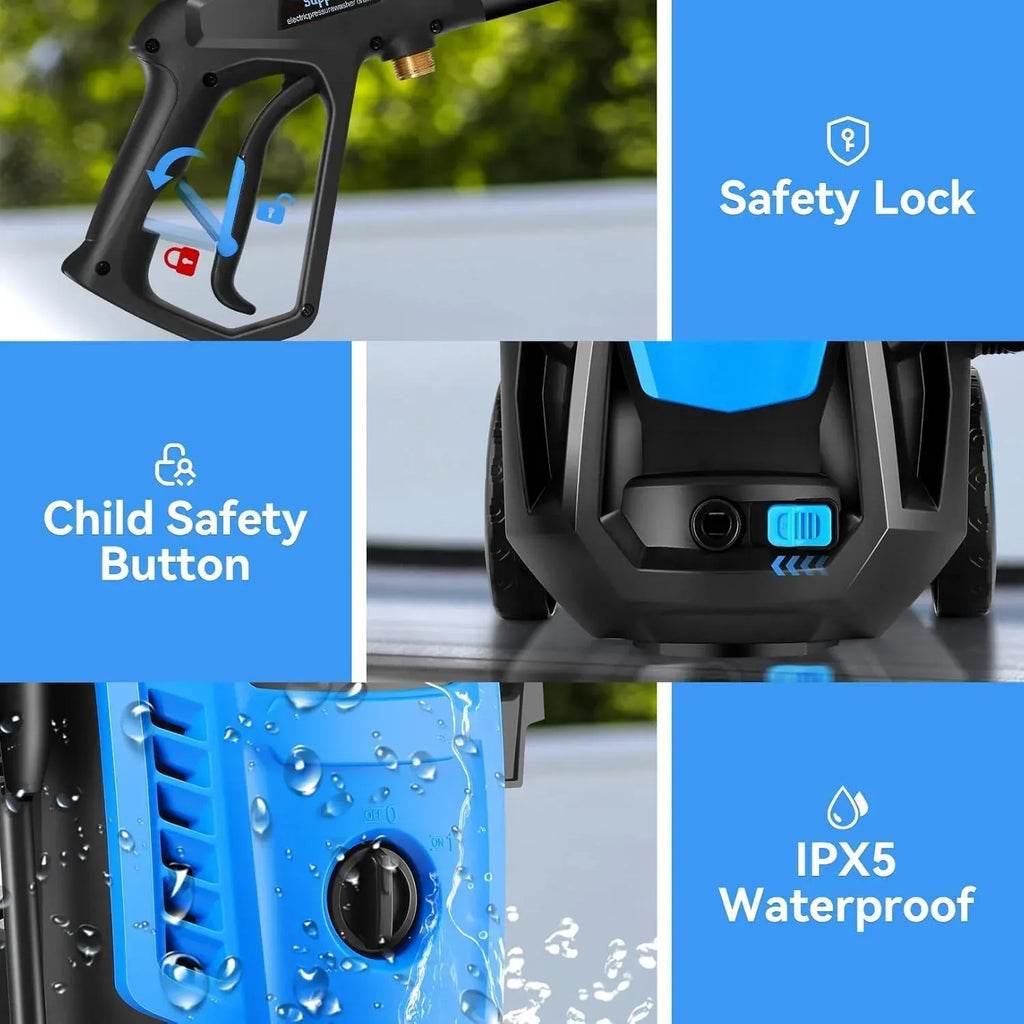 5000PSI Electric Pressure Washer, 4.0 GPM High Power Washer Machine, with Adjustable Nozzle and Soap Bottle for Cars/Fences/Driveways/Home/Patios (Light Blue)