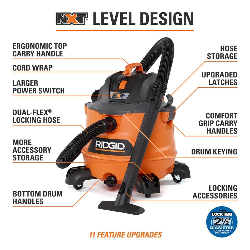 14 Gallon 6.0 Peak HP NXT Wet/Dry Shop Vacuum with Fine Dust Filter, Hose, Accessories and Premium Car Cleaning Kit HD1401