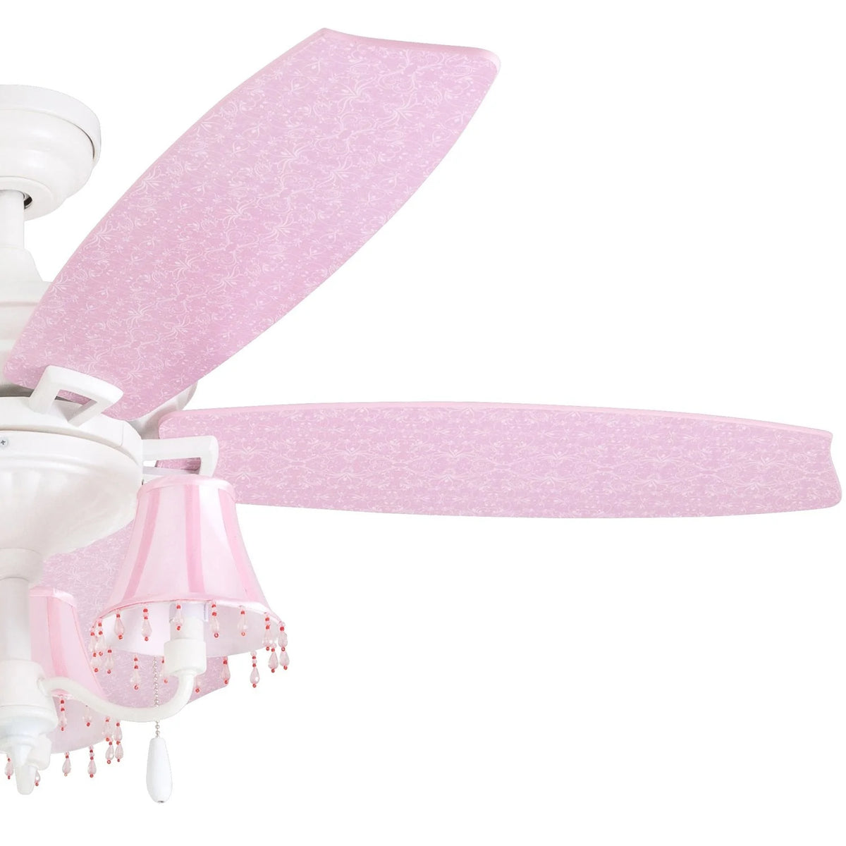 Prominence Home Elsa, 48 Inch Princess Style Indoor LED Ceiling Fan with Light, Pull Chain, Three Mounting Options, 5 Dual Finish Blades, Reversible Motor 50623-01 (White/ Pink)