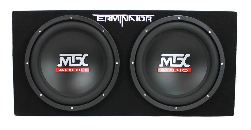 MTX 12 Dual Loaded Car Subwoofer w/Sub Box, Amplifier, & QPower Wiring Kit