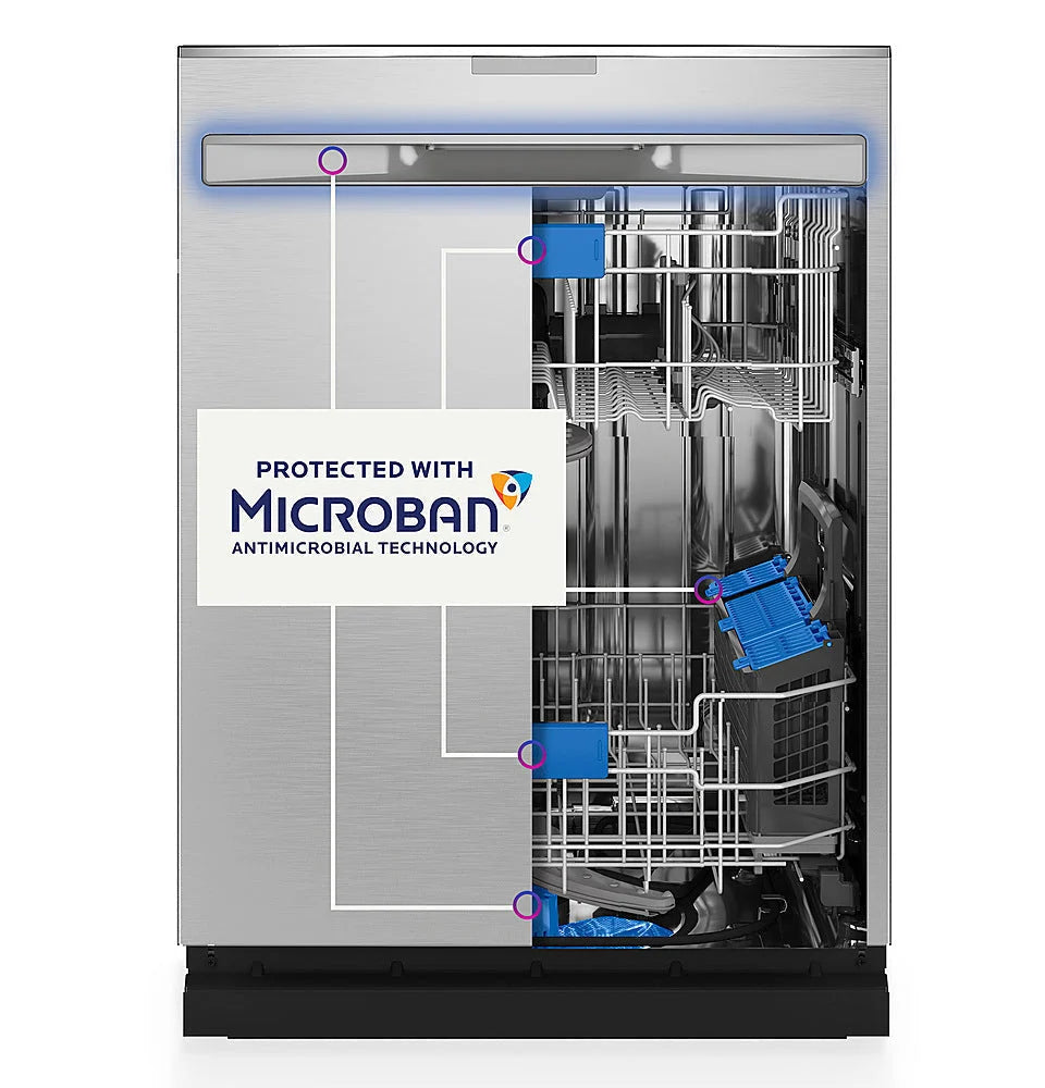 GE Profile - Top Control Built-In Stainless Steel Tub Dishwasher with 3rd Rack and Microban, 42dBA - Stainless steel