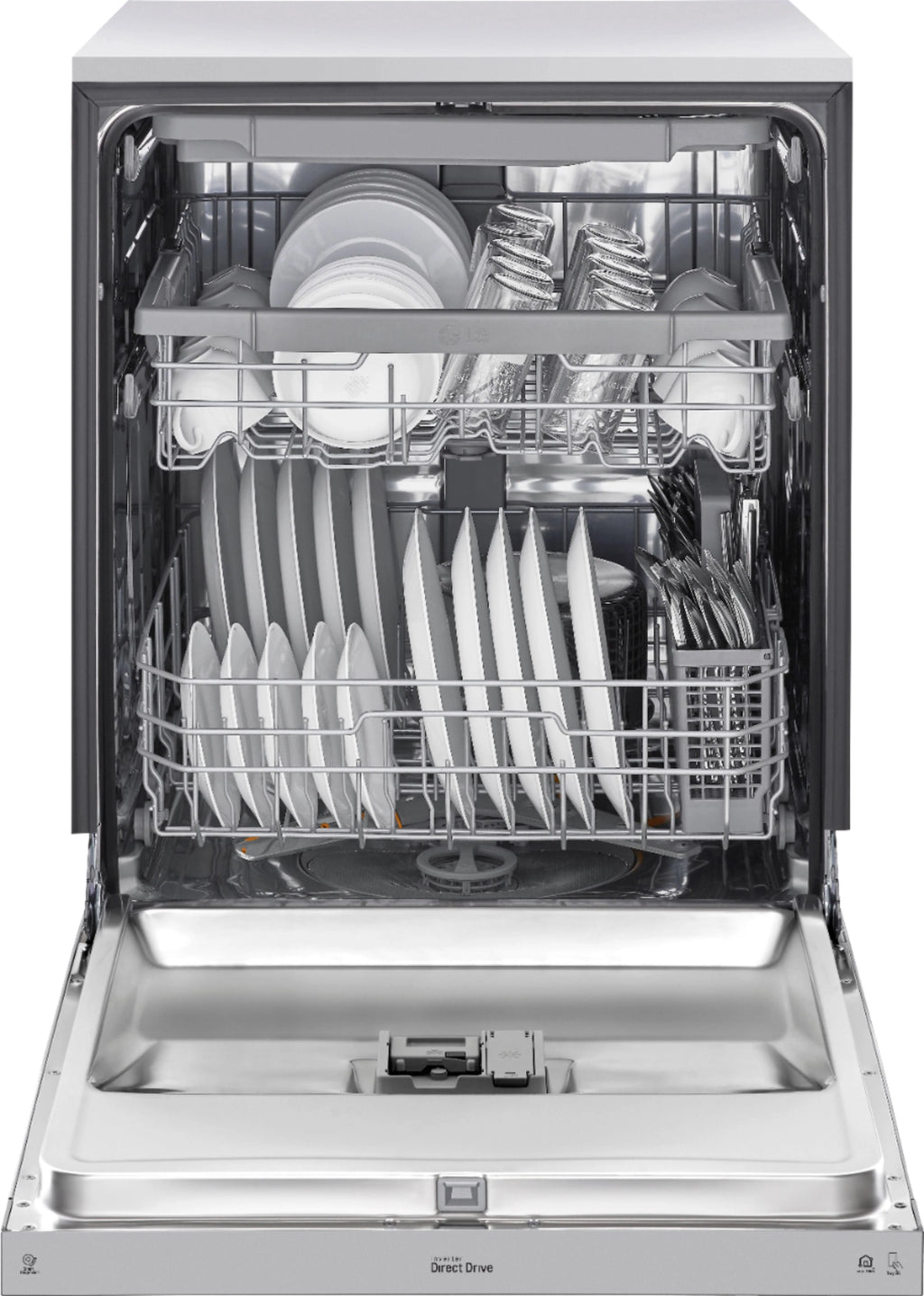 LG - 24 Front Control Smart Built-In Stainless Steel Tub Dishwasher with 3rd Rack, Quadwash, and 48dba - Stainless steel