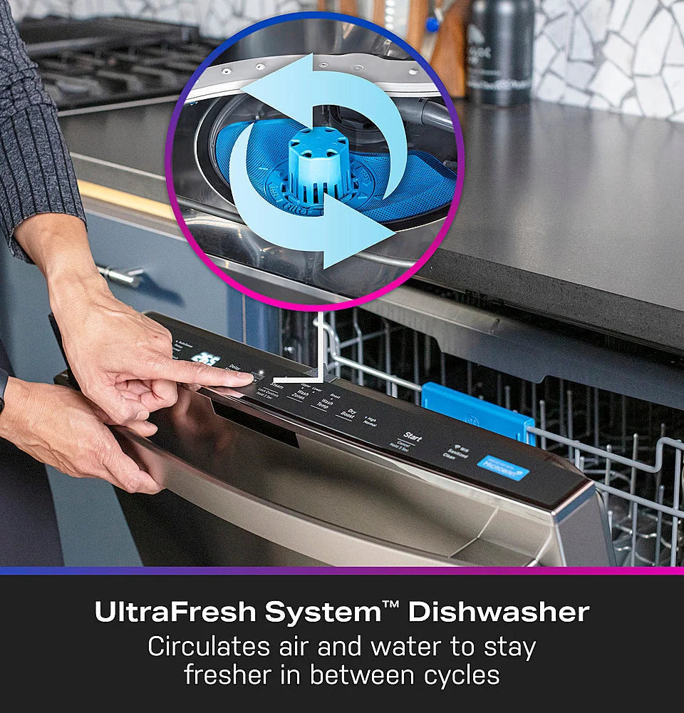 GE Profile - Top Control Built-In Stainless Steel Tub Dishwasher with 3rd Rack and Microban, 42dBA - Stainless steel