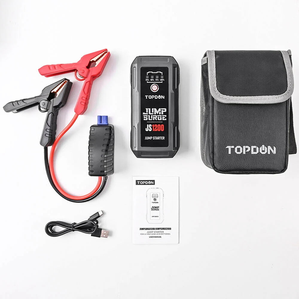Car Jump Starter TOPDON JS1200 10000mAh Peak 1200A 12V Car Starter Lithium Battery Booster