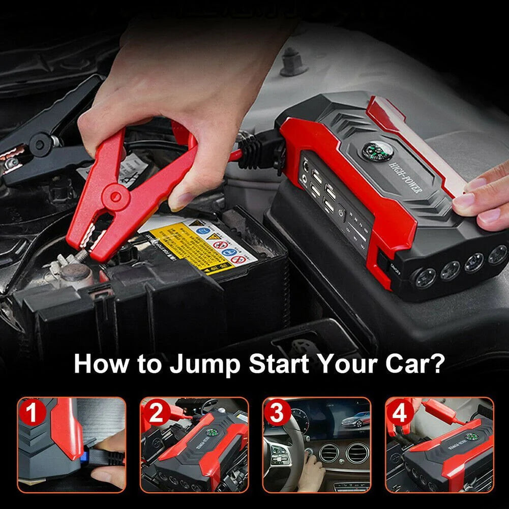 Car Jump Starter, 99800mAh Portable Charger Power Bank with LED Flash Light