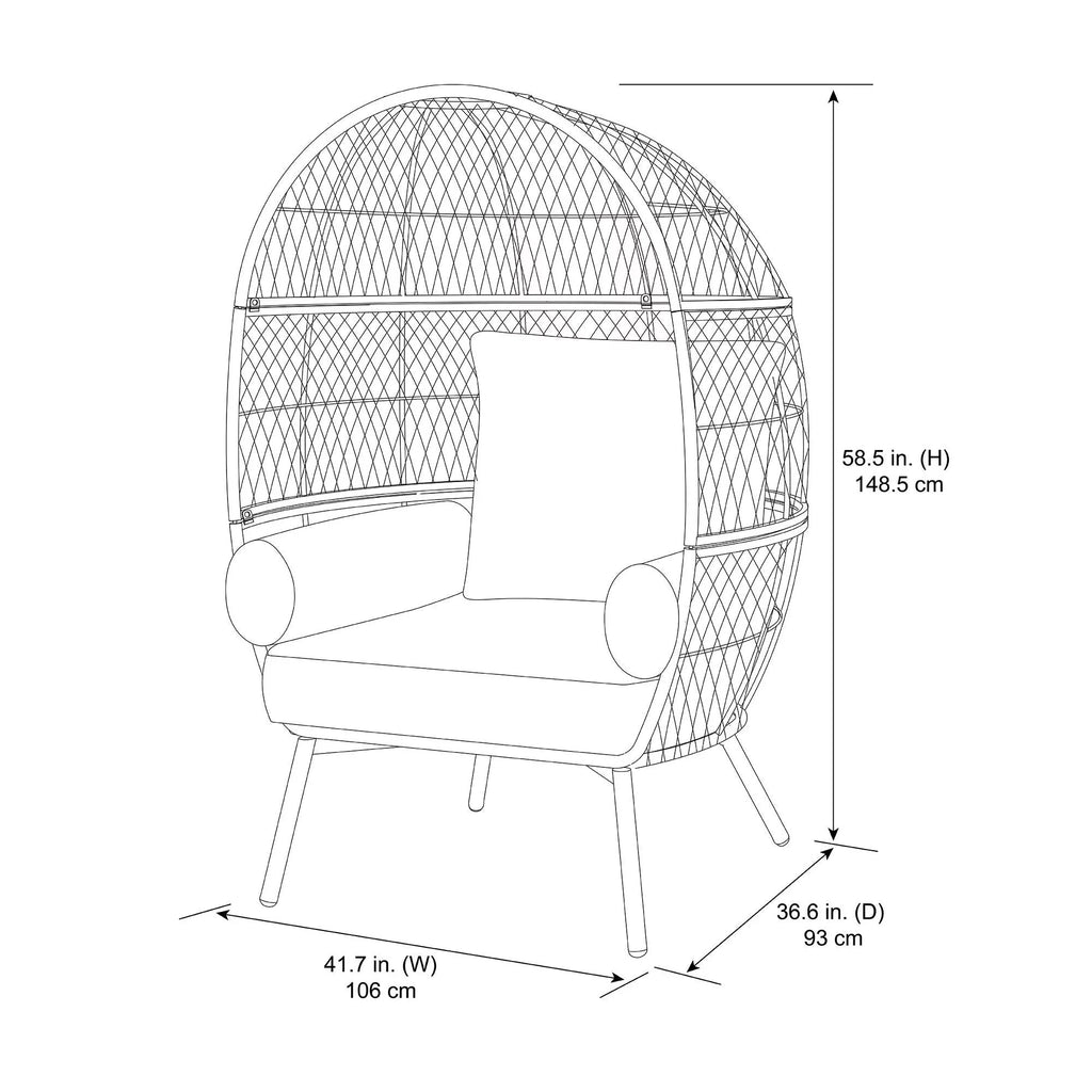 Better Homes and Gardens Ventura Boho Stationary Wicker Egg Chair， Off-White