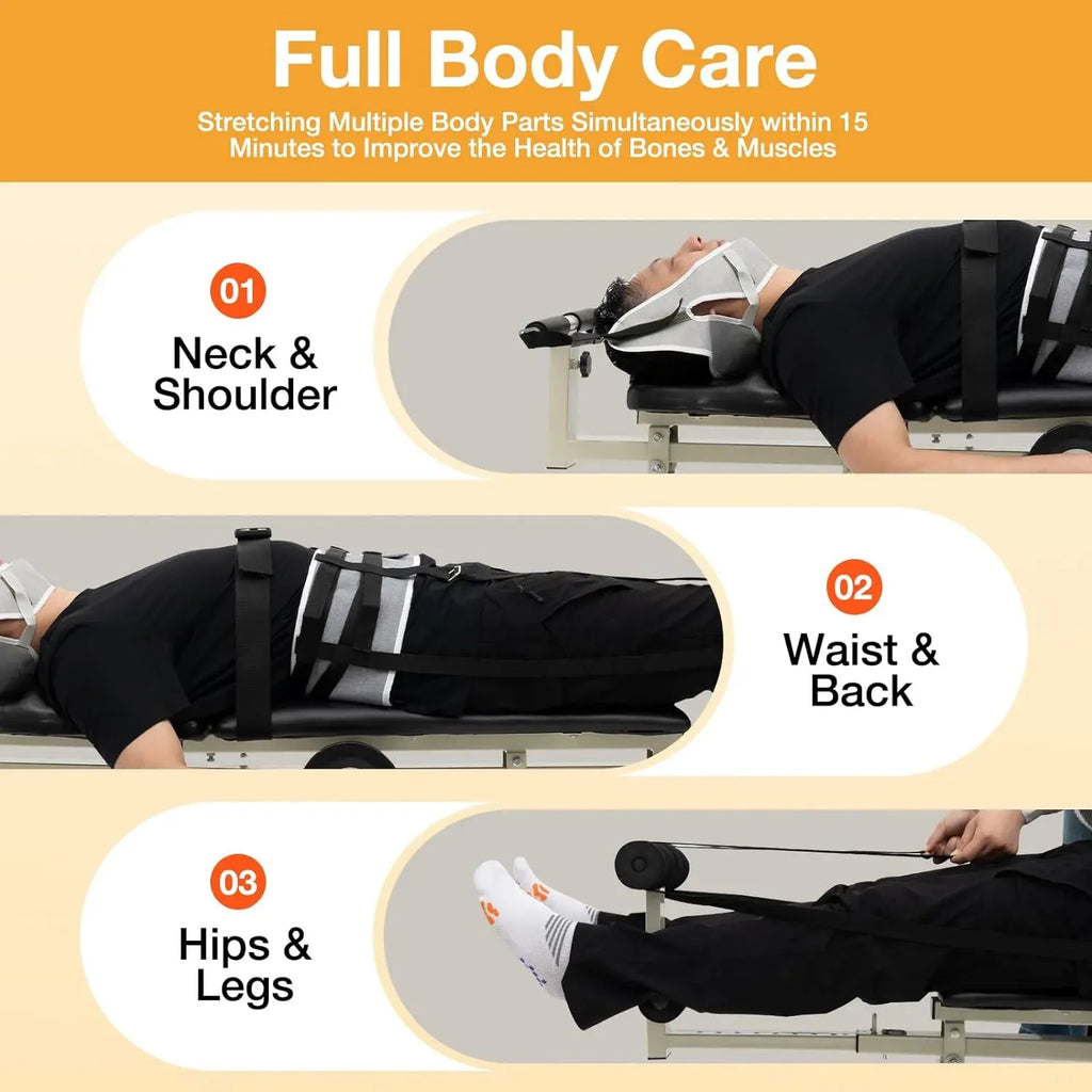 Lumbar Traction Bed, Folding Massage Bed, Back Stretcher Traction Spinal Decompression Devices Therapy Massage Table for Cervical Spine Body Stretching