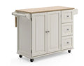HOMESTYLES Dolly Madison White Kitchen Cart with Natural Wood Top
