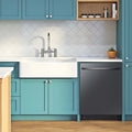 Samsung - Smart 44dBA Dishwasher with StormWash+ - Black stainless steel