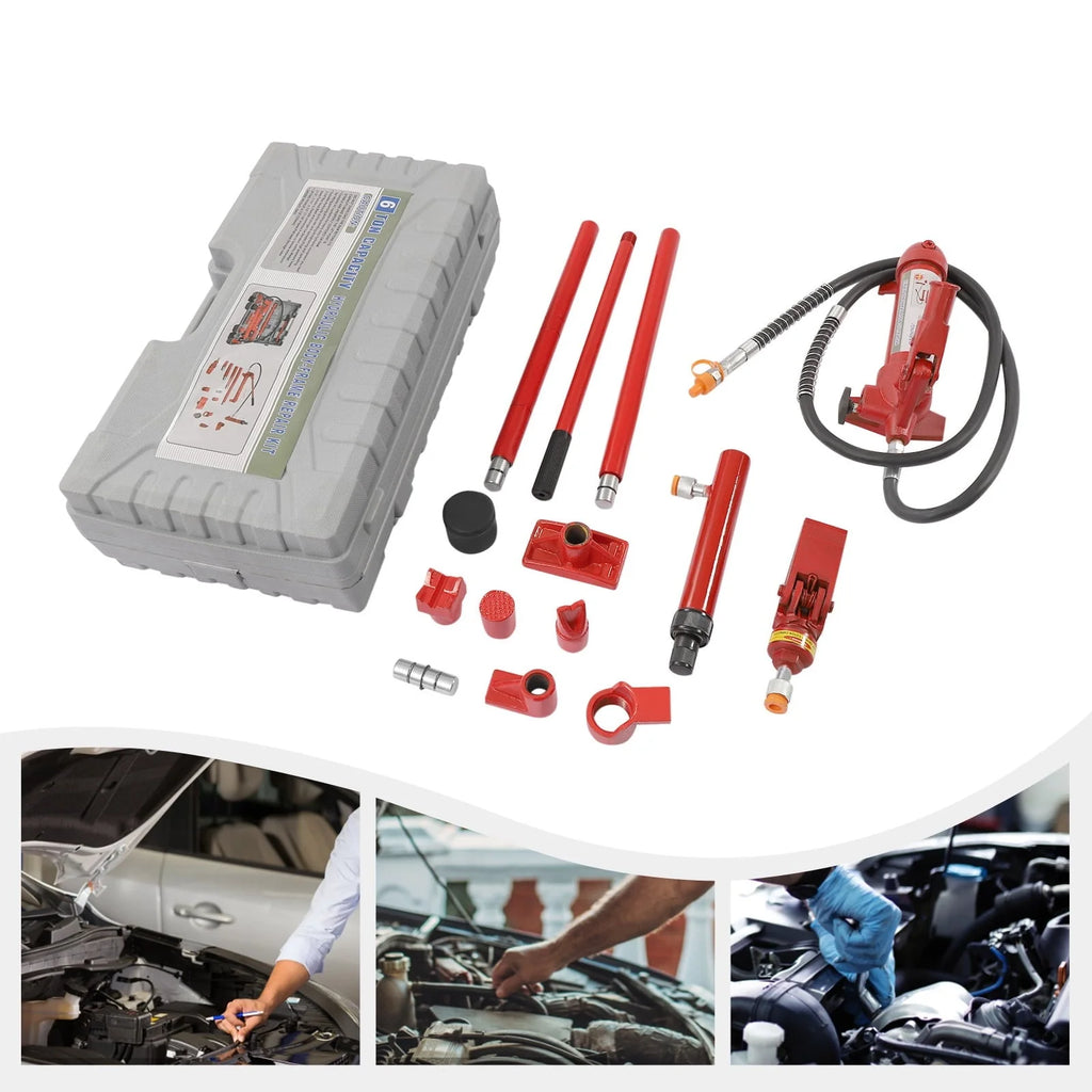 Miumaeov 6 Ton Porta Power Kit, 72 in Oil Hose Hydraulic Car Jack Ram 4.92 inch Lifting Height Autobody Frame Repair Power Tools for Loadhandler Truck Bed Unloader Farm