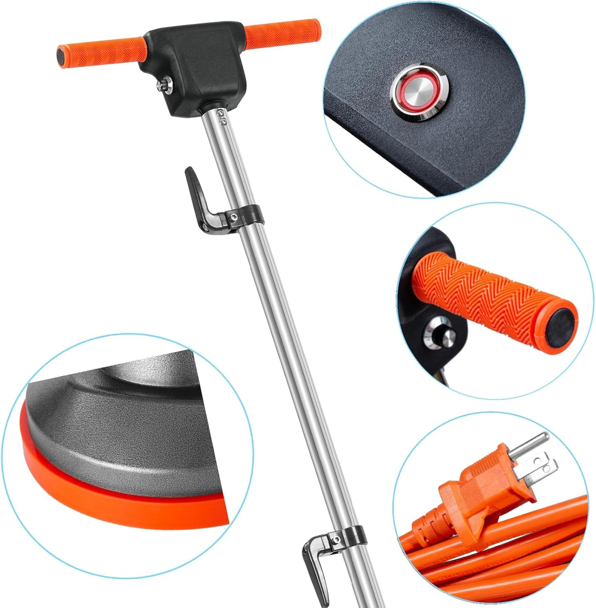 Commercial Floor Scrubber Machine with Brushes and Pads, Heavy Duty Floor Buffer Polisher and Cleaner- Deep Cleaning Tile and Grout, Hardwood Floors and Carpets without Getting on Hands and Knees