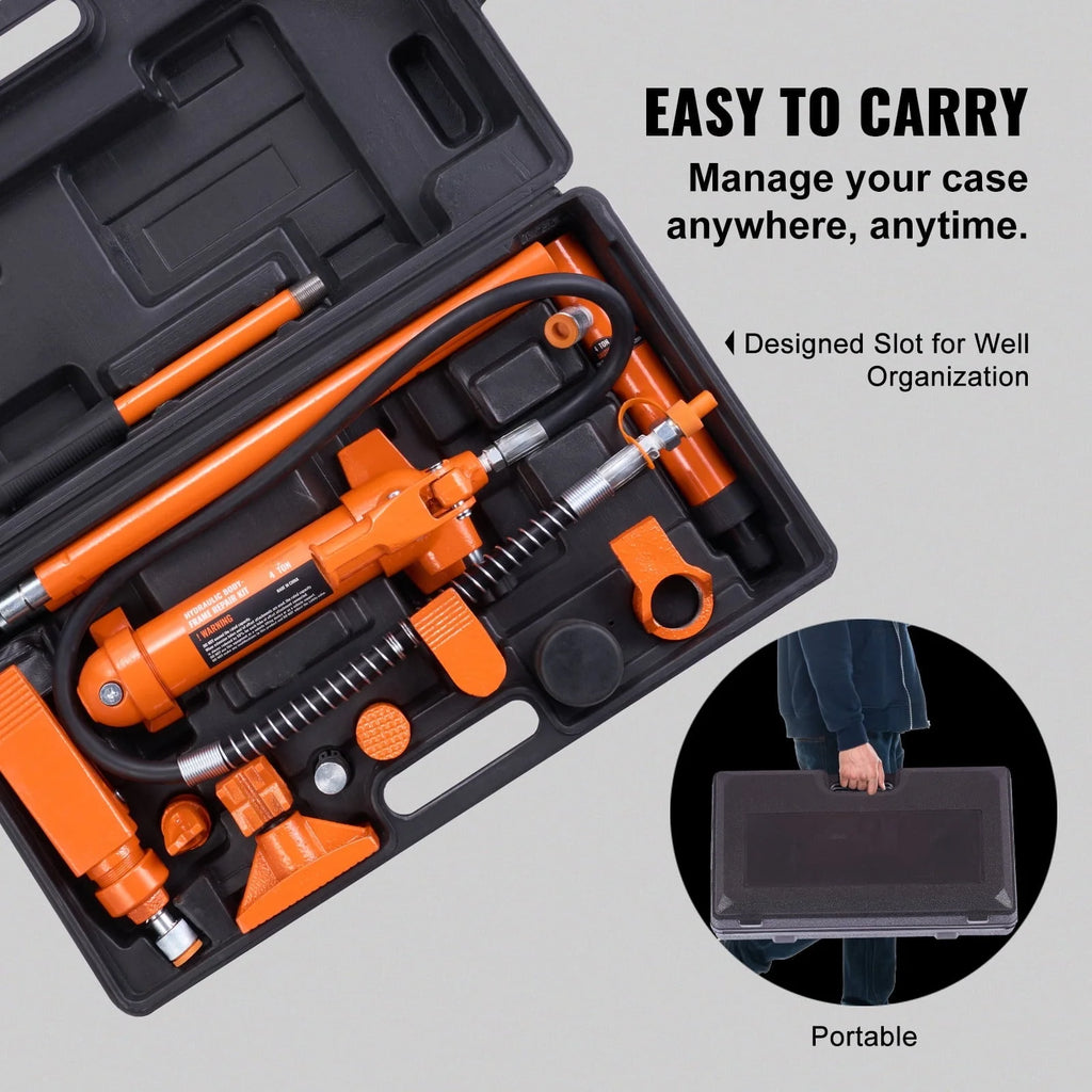 VEVOR 4 Ton Porta Power Kit Hydraulic Jack Air Pump Lift Ram Tool Auto Body Frame Repair Power Kits