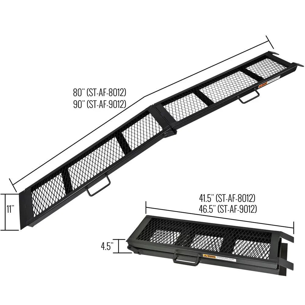 90in Black Steel Dual Runner Folding ATV Ramps