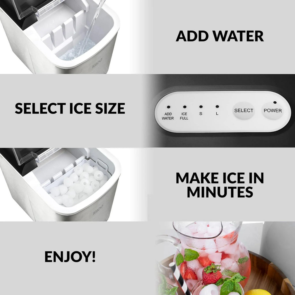 Igloo IGLICEB26SS 26-Pound Automatic Portable Countertop Ice Maker Machine Stainless Steel