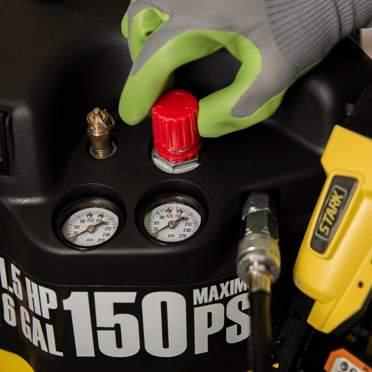 Stark 6 Gallon Pancake Air Compressor Combo Kit with 18 Ga Brad Nailer, 150 PSI, Oil-Free