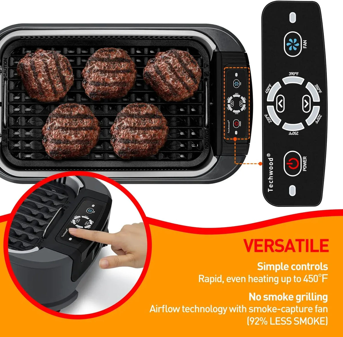 Indoor Smokeless Grill, 1500W Electric BBQ Grill with Temperature Control, Kore
